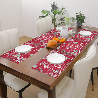 PRAKARTIK Rectangular Pack of 6 Table Placemat(Multicolor, Cotton)