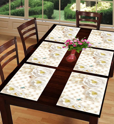 Dakshya Industries Rectangular Pack of 6 Table Placemat(Beige, PVC)