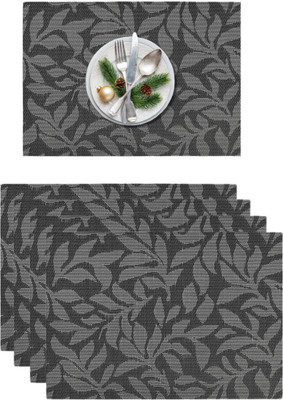 KitchEase Rectangular Pack of 4 Table Placemat(Black, Grey, White, PVC)