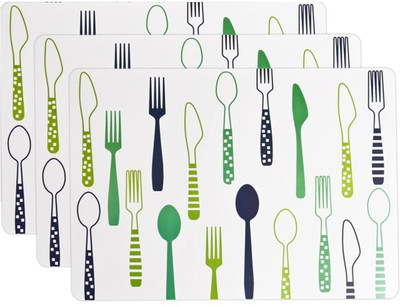 DORMICO Rectangular Pack of 4 Table Placemat(Green, PVC)