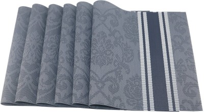 Royalkart Rectangular Pack of 6 Table Placemat(Grey, PVC, Silk)