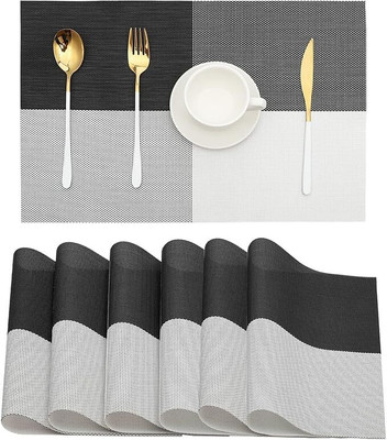 STARVOKES Rectangular Pack of 6 Table Placemat(Black, White, Polypropylene)