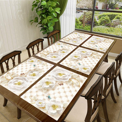 LooMantha Rectangular Pack of 6 Table Placemat(Peach, PVC)