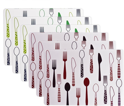 Besillia Rectangular Pack of 6 Table Placemat(Multicolor, Plastic)