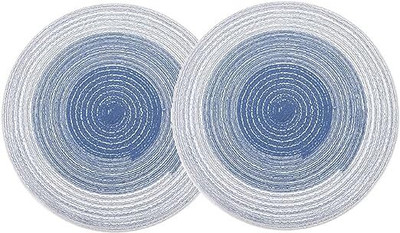 DANSR Round Pack of 2 Table Placemat(Blue, Cotton)