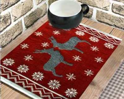 Home Deor Kart Rectangular Pack of 7 Table Placemat(Red, Cotton)