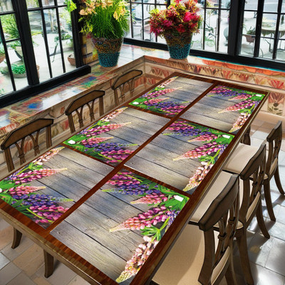 REVEXO Rectangular Pack of 6 Table Placemat(Green, PVC)