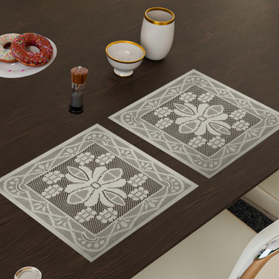 KUBER INDUSTRIES Square Pack of 2 Table Placemat(Yellow, Cotton)