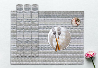 Home Colors Rectangular Pack of 4 Table Placemat(Grey, Green, Cotton)