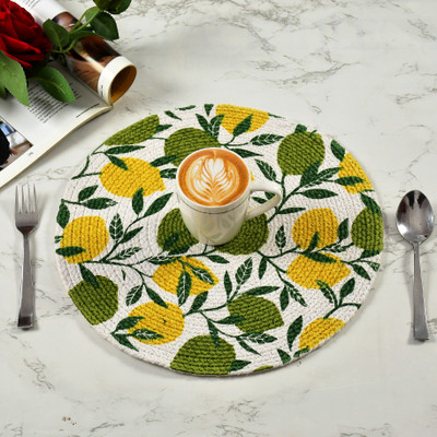RADRUGS Round Pack of 2 Table Placemat(Light Green, Cotton)
