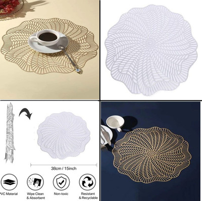 ELIE INDIA Round Pack of 4 Table Placemat(Silver, Plastic)