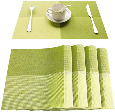 SK SOPPY Rectangular Pack of 4 Table Placemat(Green, PVC)