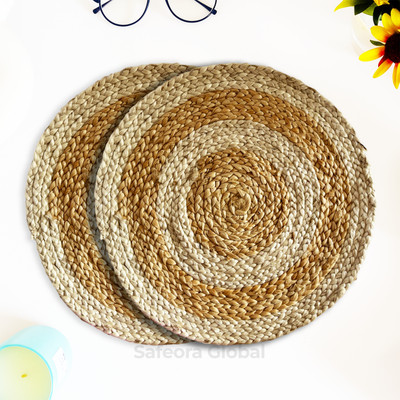 Safeora Global Round Pack of 2 Table Placemat(Beige, Jute)