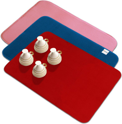 HOMESTIC Rectangular Pack of 3 Table Placemat(Multicolor, Microfibre)