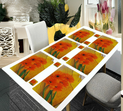 REVEXO Rectangular Pack of 6 Table Placemat(Multicolor, Orange, PVC)