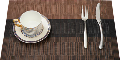 HS WORLD Rectangular Pack of 1 Table Placemat(Brown, PVC)