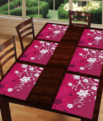 REVEXO Rectangular Pack of 6 Table Placemat(Purple, PVC)