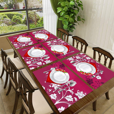 SANRAKSSHAN Rectangular Pack of 6 Table Placemat(Purple, PVC)
