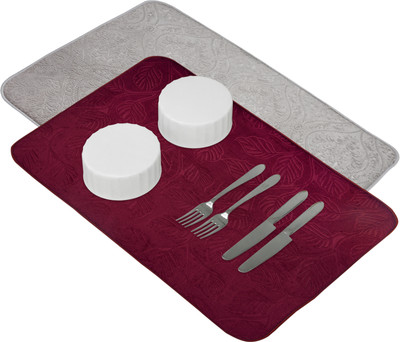 KUBER INDUSTRIES Rectangular Pack of 2 Table Placemat(Maroon, Grey, Microfibre)
