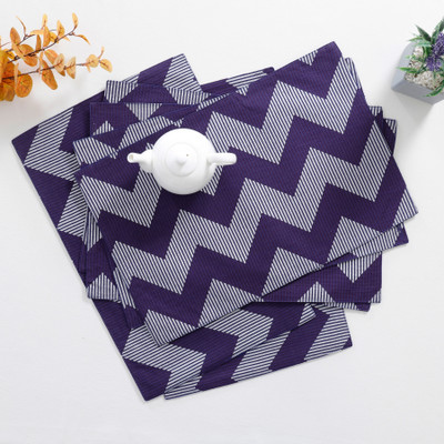 RATAN CART Rectangular Pack of 6 Table Placemat(Blue, Cotton)