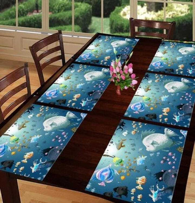 LOTUSKING Rectangular Pack of 6 Table Placemat(Green, PVC)