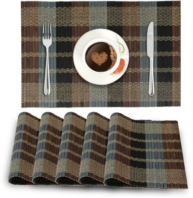 HOKiPO Rectangular Pack of 6 Table Placemat(Multicolor, Natural Bamboo)