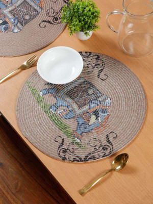 jpohyh Round Pack of 1 Table Placemat(Beige, Polyester)