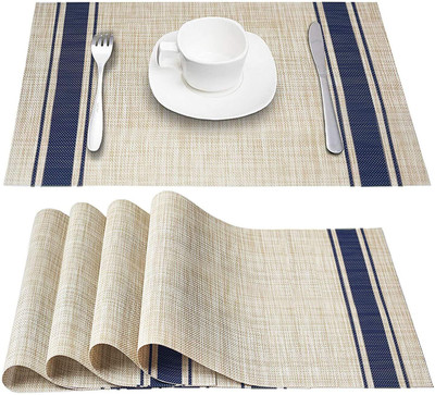 FLOSTRAIN Rectangular Pack of 6 Table Placemat(Multicolor, Plastic)