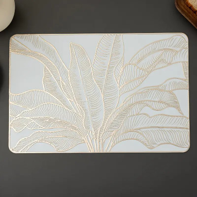 DPA Collection Rectangular Pack of 2 Table Placemat(Gold, PVC)