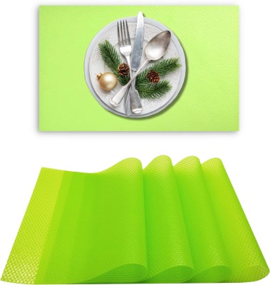 YELONA Rectangular Pack of 4 Table Placemat(Light Green, PVC)