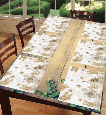 Creadcraft Rectangular Pack of 6 Table Placemat(Gold, Silver, PVC)