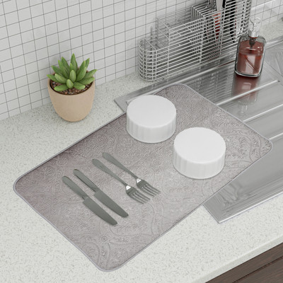 KUBER INDUSTRIES Rectangular Pack of 1 Table Placemat(Grey, Microfibre)