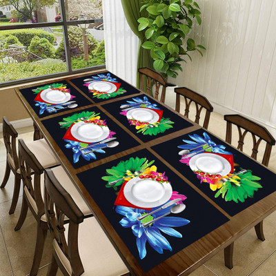 SANRAKSSHAN Rectangular Pack of 6 Table Placemat(Multicolor, PVC)