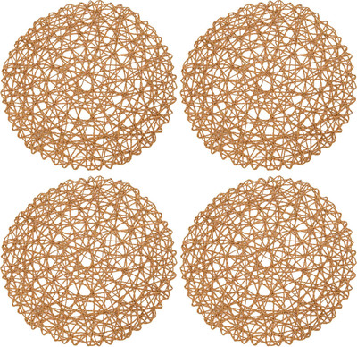 TIED RIBBONS Round Pack of 4 Table Placemat(Gold, Paper)
