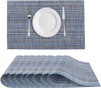 Dakshya Industries Rectangular Pack of 8 Table Placemat(Silver, PVC)