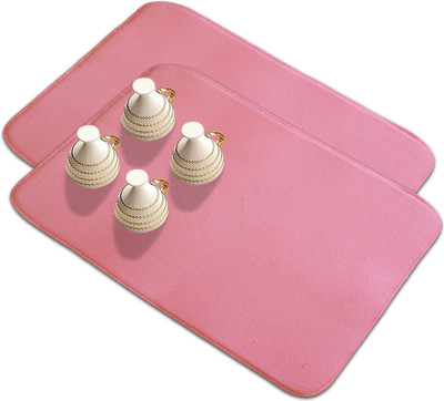 KUBER INDUSTRIES Rectangular Pack of 2 Table Placemat(Pink, Microfibre)