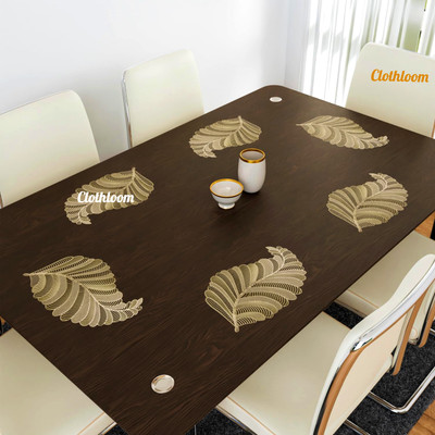 Clothloom Round Pack of 6 Table Placemat(Gold, PVC)