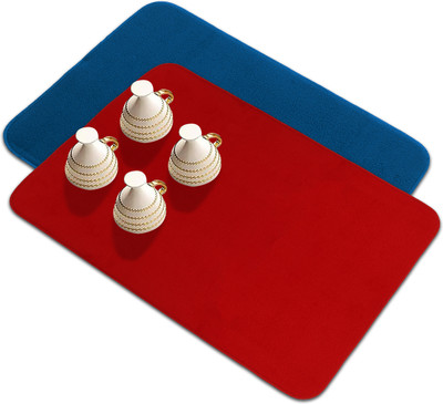 KUBER INDUSTRIES Rectangular Pack of 2 Table Placemat(Blue, Red, Microfibre)