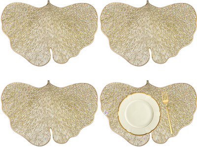Heart Home Rectangular Pack of 4 Table Placemat(Gold, Leather)