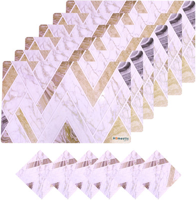 HOMESTIC Rectangular Pack of 12 Table Placemat(White, PVC)