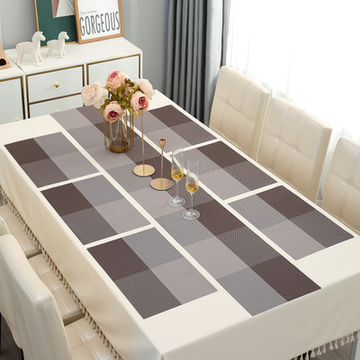 HOKiPO Rectangular Pack of 7 Table Placemat(Brown, PVC)
