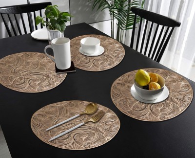 Flipkart SmartBuy Round Pack of 4 Table Placemat(Gold, PVC)