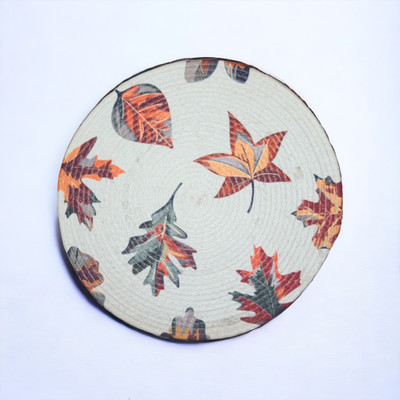 N S TOMAR HANDICRAFTS Round Pack of 2 Table Placemat(Multicolor, Polyester)