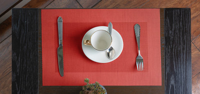 Aparajithaa Rectangular Pack of 1 Table Placemat(Red, Cotton)