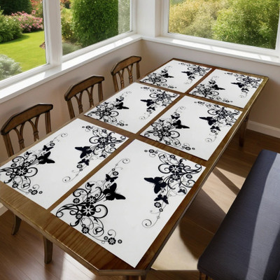 REVEXO Rectangular Pack of 6 Table Placemat(White, PVC)