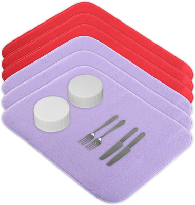 KUBER INDUSTRIES Rectangular Pack of 6 Table Placemat(Purple, Red, Microfibre)