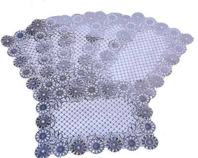 SHRI MAHAVIR IMPEX Rectangular Pack of 6 Table Placemat(Silver, Lace)