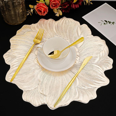 HomeCloud Round Pack of 1 Table Placemat(Gold, PVC)