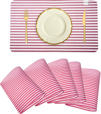 HOMESTIC Rectangular Pack of 6 Table Placemat(Maroon, PVC)