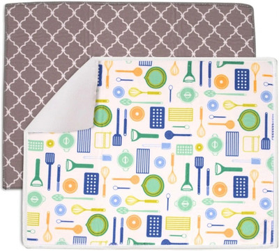Unique Utilities Rectangular Pack of 2 Table Placemat(Grey, White, Microfibre)